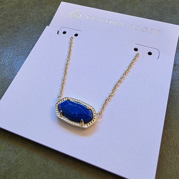 Kendra Scott Jewelry - Kendra Scott Elisa Gold-Plated Necklace with Deep Blue Stone